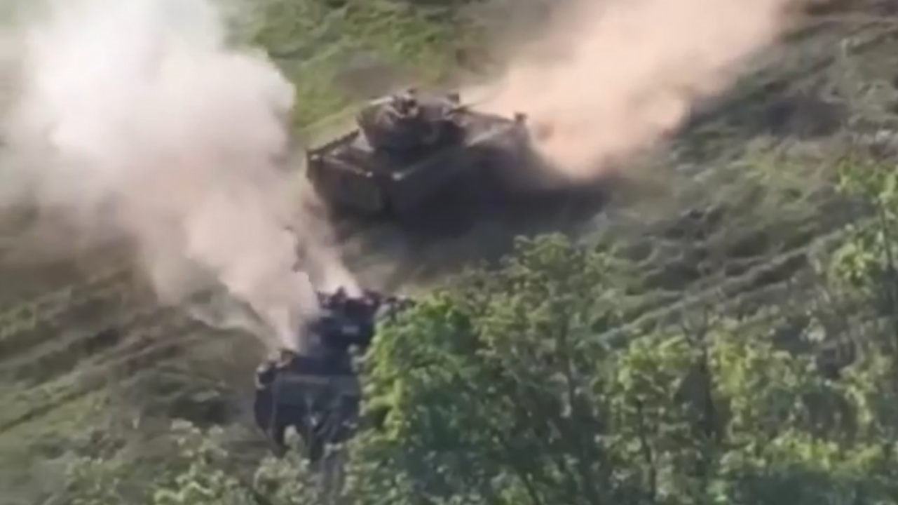 Bradley Hit by RPGs, Rescued by Comrade