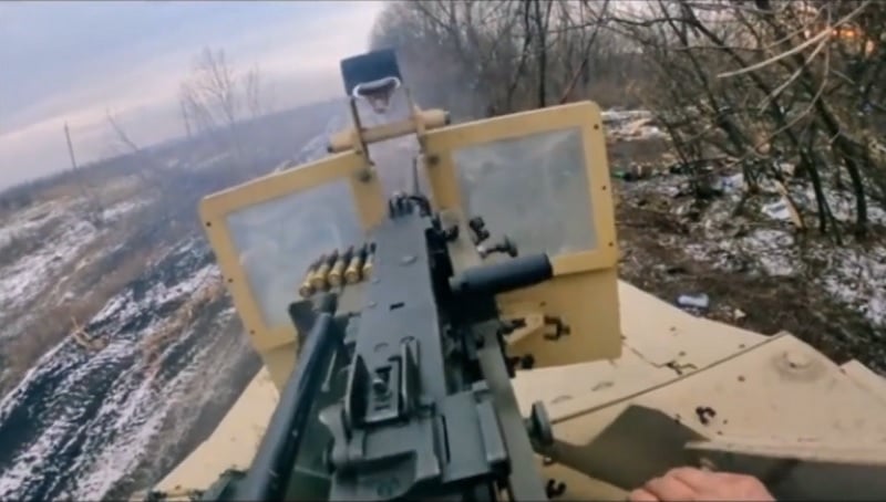 Heavy Machine Gunner Engages with Russian Fighting Positions