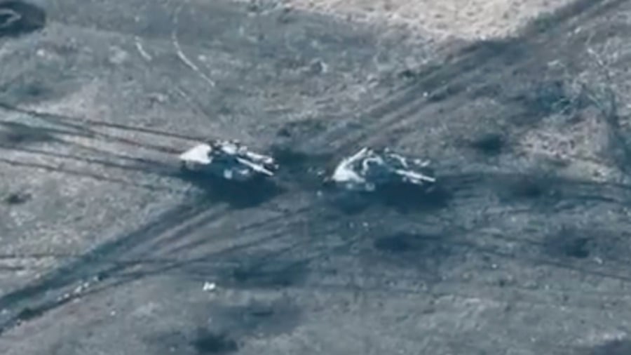 2 Russian Tanks Destroyed By Mines In Same Spot