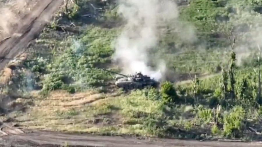 Russian T-72 Tank Takes Direct Hit