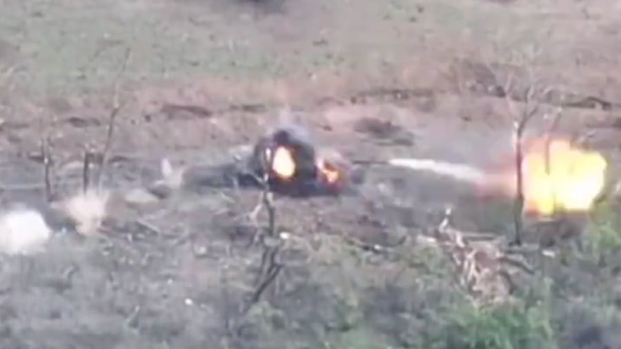 Russian Tank Crushed By Mines And Missiles