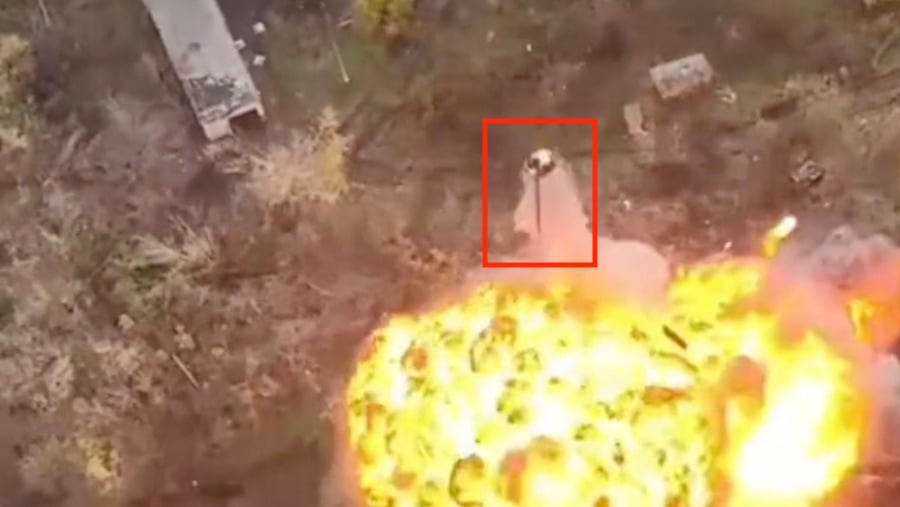 Russian Tank Turret Launched Ridiculously High By Explosion